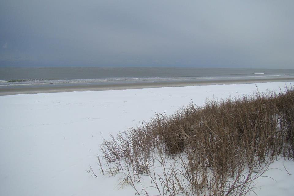 Beach Covered in Snow